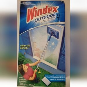 NEW Windex Outdoor All In One Glass Window Cleaning Tool Starter Kit Pole Pad
